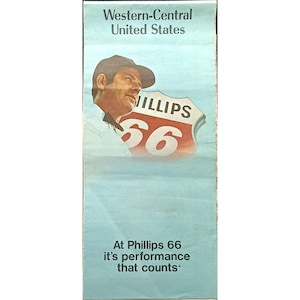 Vintage Phillips 66 Tankstelle Straßenkarte Western Central USA 1960er Jahre Sammlerstück