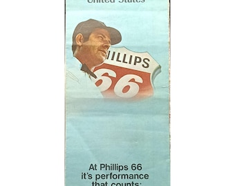Vintage Phillips 66 Gas Station Road Map Western Central United States 1960s Collectible