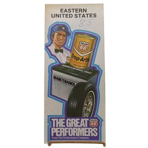 Retro 1980er Jahre östliche USA Straßenkarte Philips Öl- und Gaswerbung Ephemera, Vintage Sammlerstück Reise-Tourismus-Souvenir