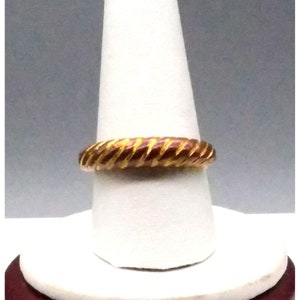 Vintage Brassy Shrimp Style Band Ring, Adjustable Minimalist with Low Profile