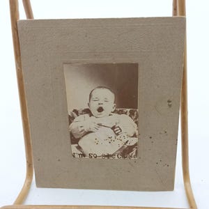 Antique Carte Vista Yawning Baby Photo of Nellie Ruth Lowery Circa Early 1900s CV on Cardboard Frame