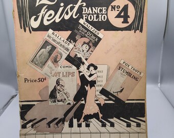 Vintage Sheet Music, Feist Dance Folio No 4, Waltz Ballad Fox Trot One Step for Piano Solo 1922