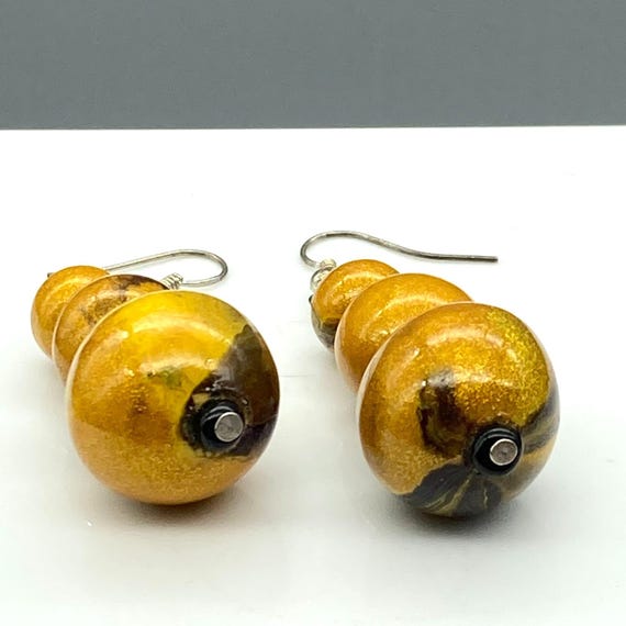 Dramatic Triple Drop Dangle Earrings, Vintage Shi… - image 6