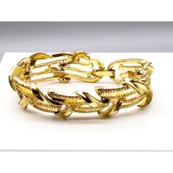 Classic Mid Century Link Bracelet, Gold Tone Vint… - image 2