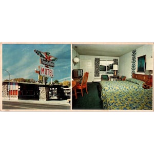 Carte postale vintage Thunderbird Motel Elko Nevada Mid-Century des années 1970 imprimée en couleur surdimensionné