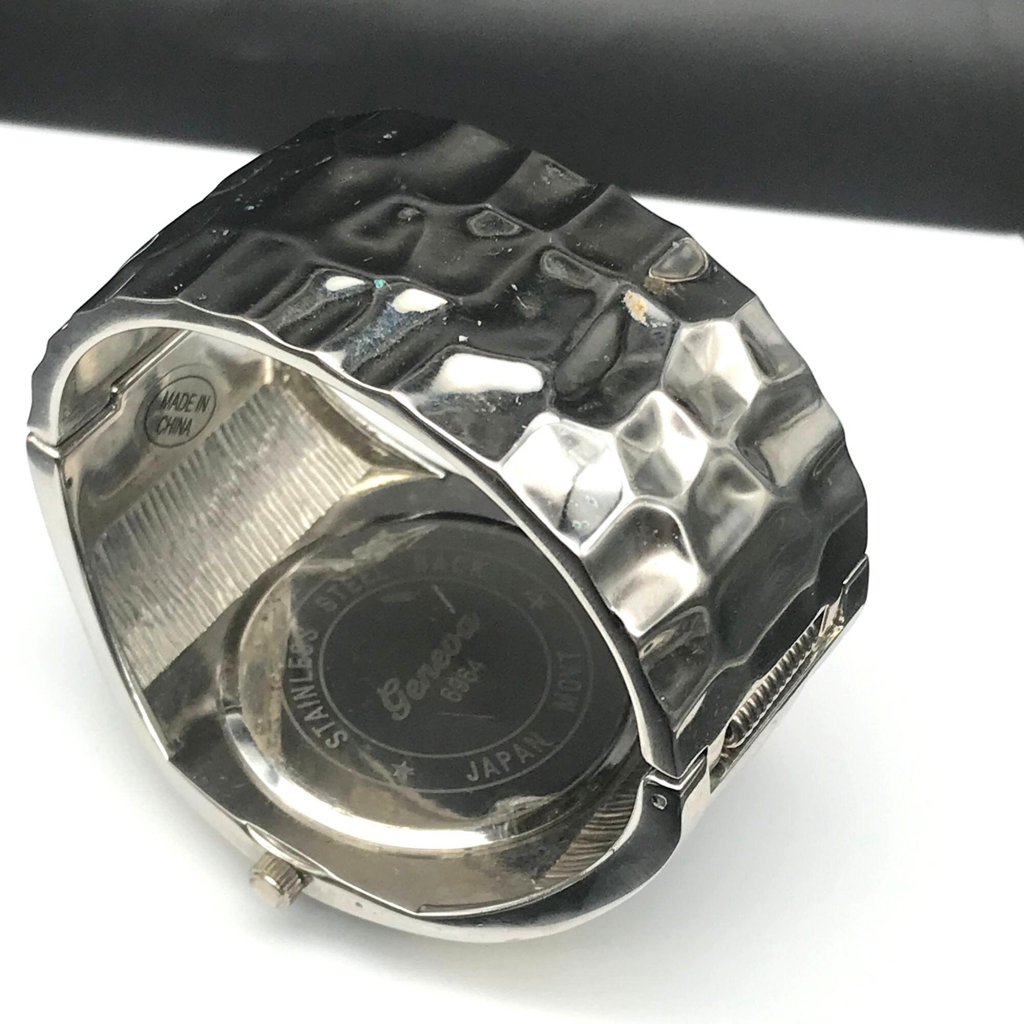 Vintage Geneva Platinum Watch 6964 Cow Cuff Bracelet Clear Crystal Sparkle New Vintage Geneva Platinum Watch 6964 Cow Cuff Bracelet Clear  main image 3