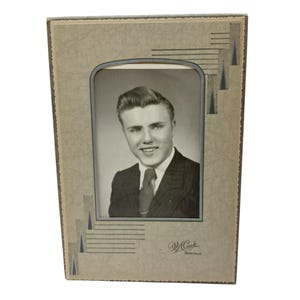 Vintage Cook Portrait Photo In Decorative Cabinet Card Frame With Art Deco Design