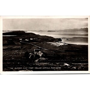 Ancienne carte postale écossaise RPPC, îles de l'été des Highlands écossais du comté de Mellon Udrigle Ross, JB White Dundee, dos divisé sans affectation