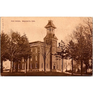 Cartão postal vintage de Kropp, Maquoketa Iowa High School, Midwest America Hometown Vintage Vibes