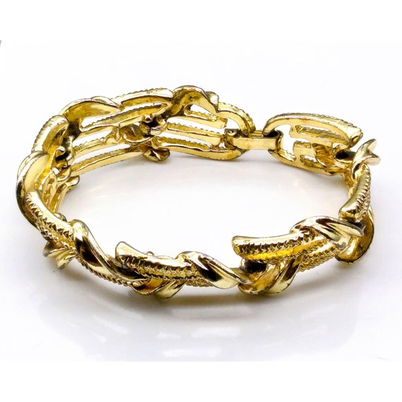 Classic Mid Century Link Bracelet, Gold Tone Vint… - image 4