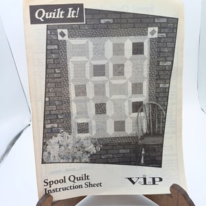 Vintage Quilt It Patterns, Spool Quilt Instruction Sheet with Templates, VIP 1990s