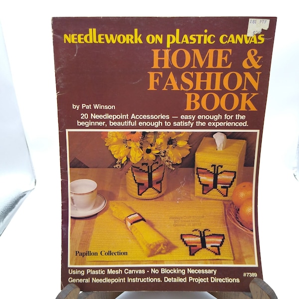 Vintage Plastic Canvas Patterns, Home and Fashion Book by Pat Winson, 1980 Papillon Collection 7389