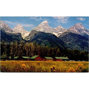 Cartolina vintage cromata Jackson Hole, Highlands Lodge Moose Wyoming, retro diviso non pubblicato