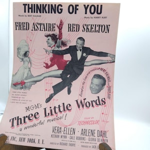 Vintage Noter, Tänker på dig från Tre små ord av Burt Kalmar och Harry Ruby, Harms 1927 Musikal Fred Astaire Red Skelton