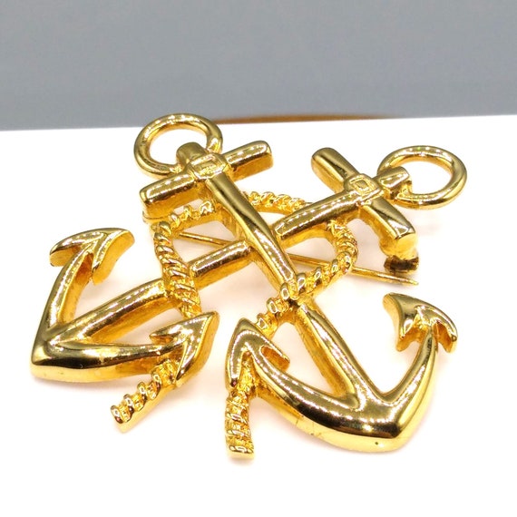 Vintage Carolee Anchors Away Brooch, Gold Tone Na… - image 2