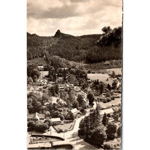 Carte postale allemande vintage RPPC Kurort Oybin paysage vraie photo impression Zittau vers les années 1950