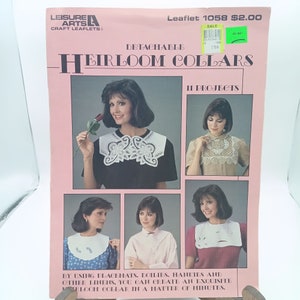 Wzory do rękodzieła vintage, odpinane obroże pamiątkowe ulotka 1058, Leisure Arts 1986