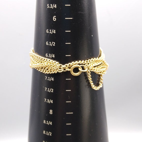 Retro Eloxal Multi Strand Bracelet, Gold Tone Lin… - image 4
