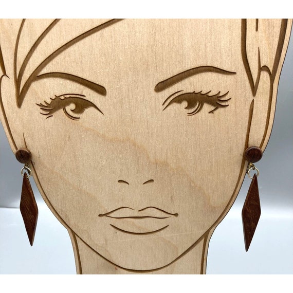 Vintage Boho Chic Dangle Earrings, Basic Wood Har… - image 1