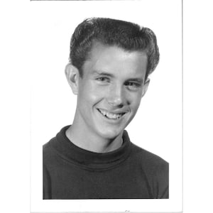 Vintage 1950s Black & White Portrait Of Smiling Teen Boy