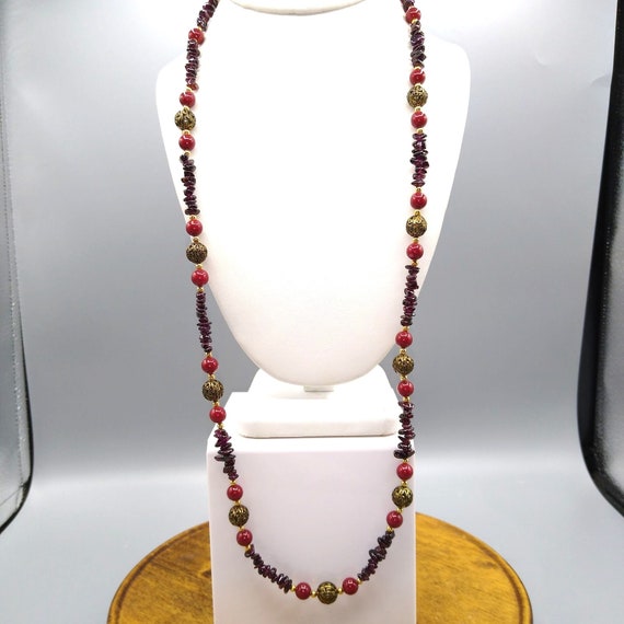 Art Deco Garnet Show Stopper Vintage Necklace, Fi… - image 2