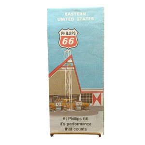 Carte routière vintage des stations-service Phillips 66 dans l'est des États-Unis