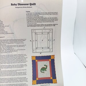 ヴィンテージ キルト パターン、ベビー 恐竜キルトの説明シートとテンプレート、シャーリー ボツフォード 1990 年代