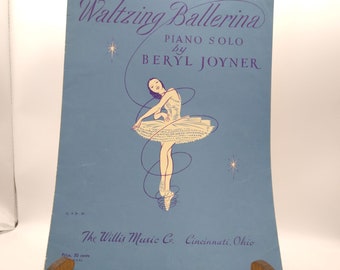 Partitions vintage, valse ballerine, piano solo par Beryl Joyner, Willis 1953