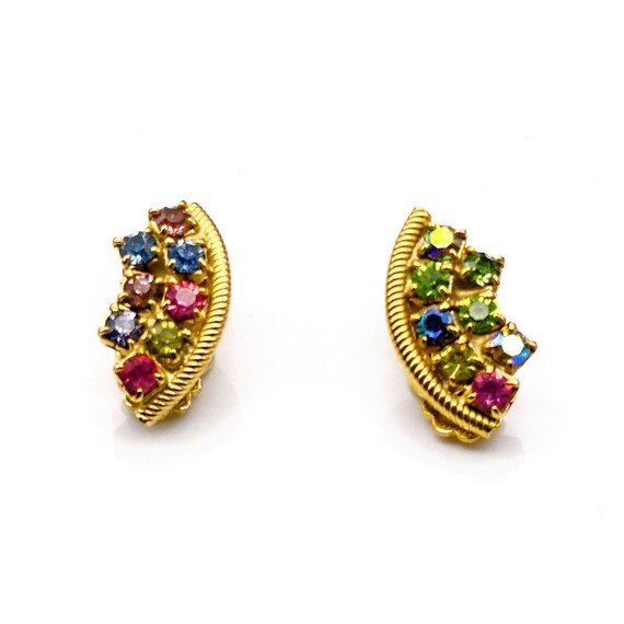 Vintage Pastel Rainbow Earrings, Spring Colored C… - image 2