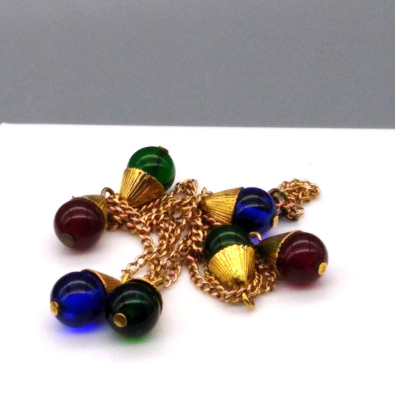 Capped Czech Glass Drop Bib Necklace, Colorful Te… - image 4