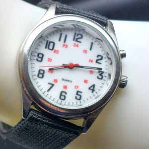 Vintage Quartz Military-Style Watch With Black Nylon Strap & Luminous Dial Works New Battery