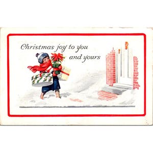 Postal vintage de alegría navideña de 1912