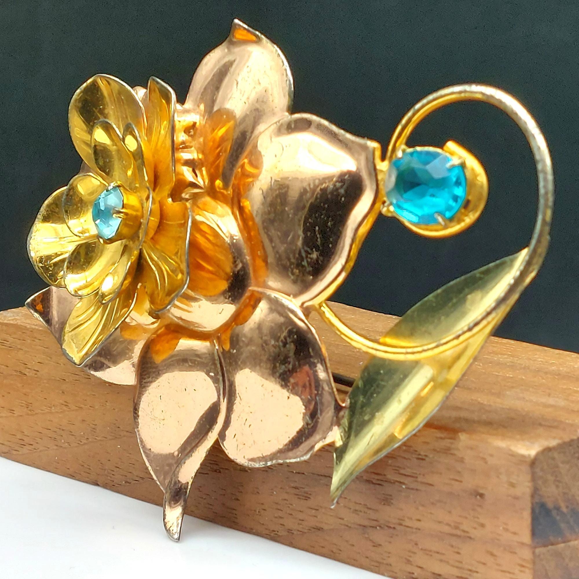 Broche En Argent Sterling Vermeil Doré - Marque Sterling Kyl - Occasion