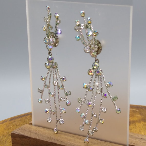 Maximum Sparkle AB Crystal Spray Earrings, Vintag… - image 2