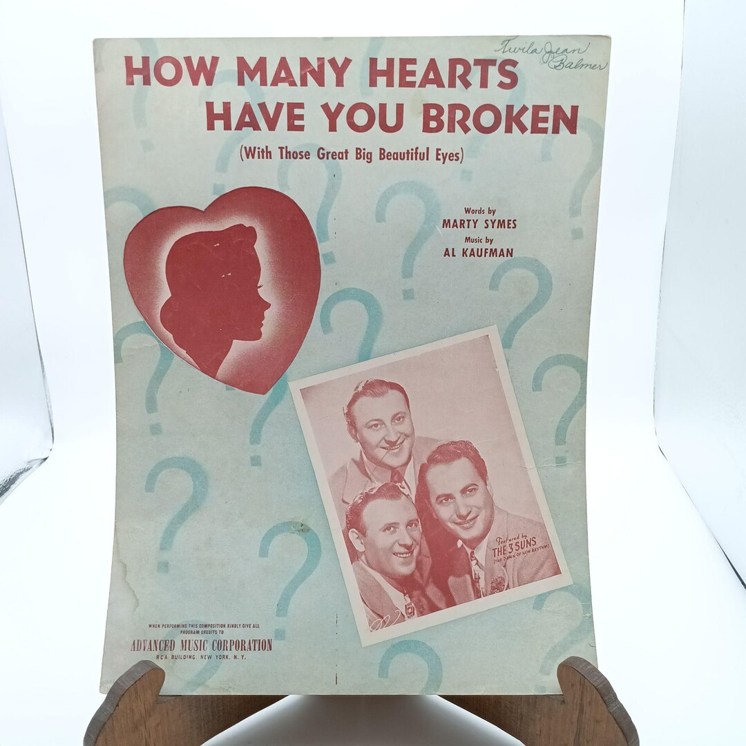 Marty Symes I Have But One Heart Vintage 1930s Sheet Music how Many Hearts Have You Broken by Marty