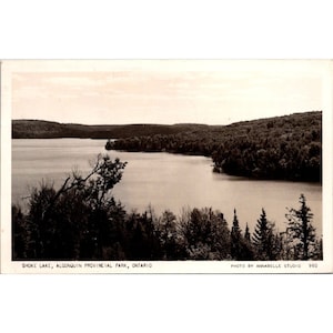 Stara pocztówka kanadyjska RPPC, Smoke Lake Algonquin Provincial Park Ontario, Anabelle Studio 960, podzielony tył