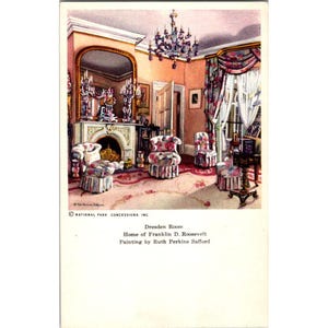 Vintage Postkarte Dresden Room Franklin D. Roosevelt Home Von Ruth Perkins Safford