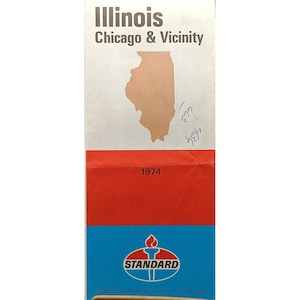 Carte routière Standard Oil de l'Illinois, Chicago et ses environs, 1974