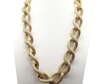Vintage Gold-tone Textured Chain Link Necklace Bold and  Vintage Gold Tone Textured Link Necklace Chunky Statement Chain main image 0