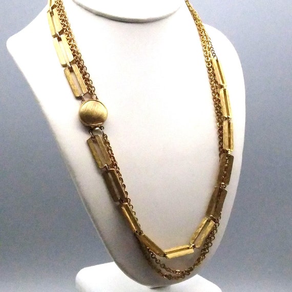 Gorgeous Triple Strand Chain Necklace, Gold Tone … - image 2