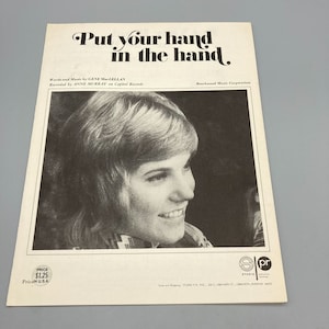 Vintage Sheet Music, Put Your Hand In the Hand by Anne Murray on Capitol Records, Studio PR 1970, Popular Song Ephemera Collectible