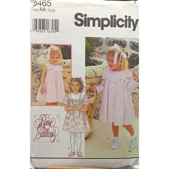 Vintage Simplicity 9465 Rare Editions Toddlers Dress & Coat Pattern Size AA 1/2 1 2 - Etsy Vintage Simplicity 9465 Rare Editions Toddlers Dress & Coat Pattern Size AA 1/2 1 2 - Etsy