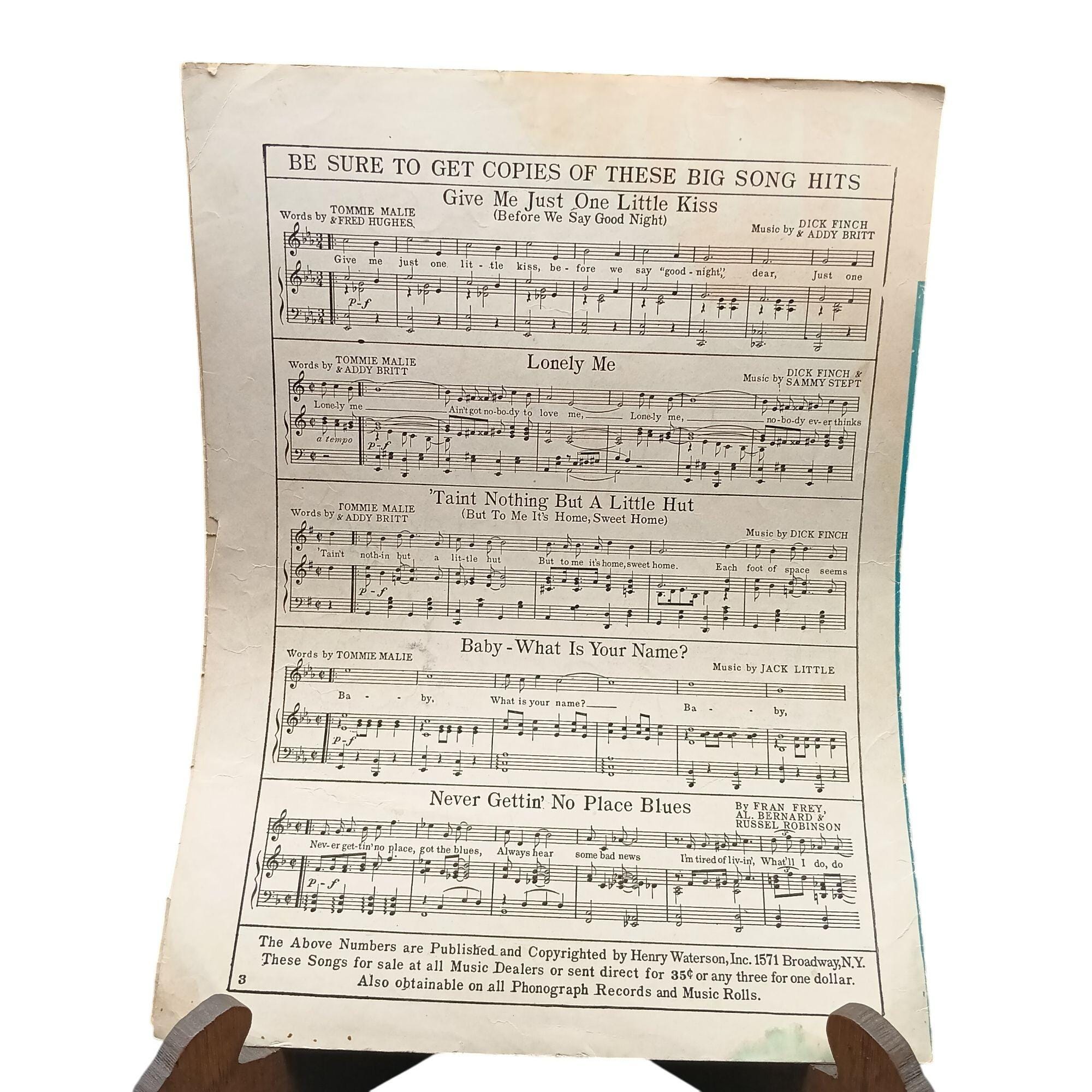 D051 希少 ロシア帝国 19世紀 アンティーク楽譜 10枚以上 舞曲 1920年代のヴィンテージ楽譜「Let Me Be The First To Kiss You Good