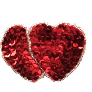 Large Holiday Hearts Sequins Vintage Pin, Valentine Brooch, Seasonal Handcrafted Sequin, Hand Made Romance Love