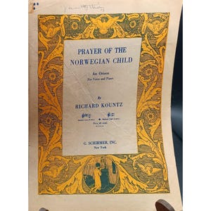Vintage Sheet Music Prayer Of The Norwegian Child By Richard Kountz G. Schirmer Inc. For Voice & Piano