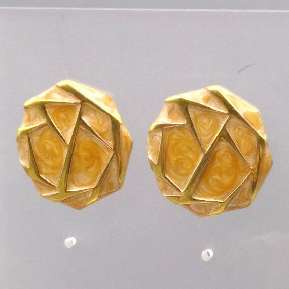Abstract Octagonal Monet Earrings, Gold Tone Stud… - image 3