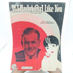 Vintage 1920s Sheet Music &quot;If I Had a Girl Like You&quot; RMC Feist
