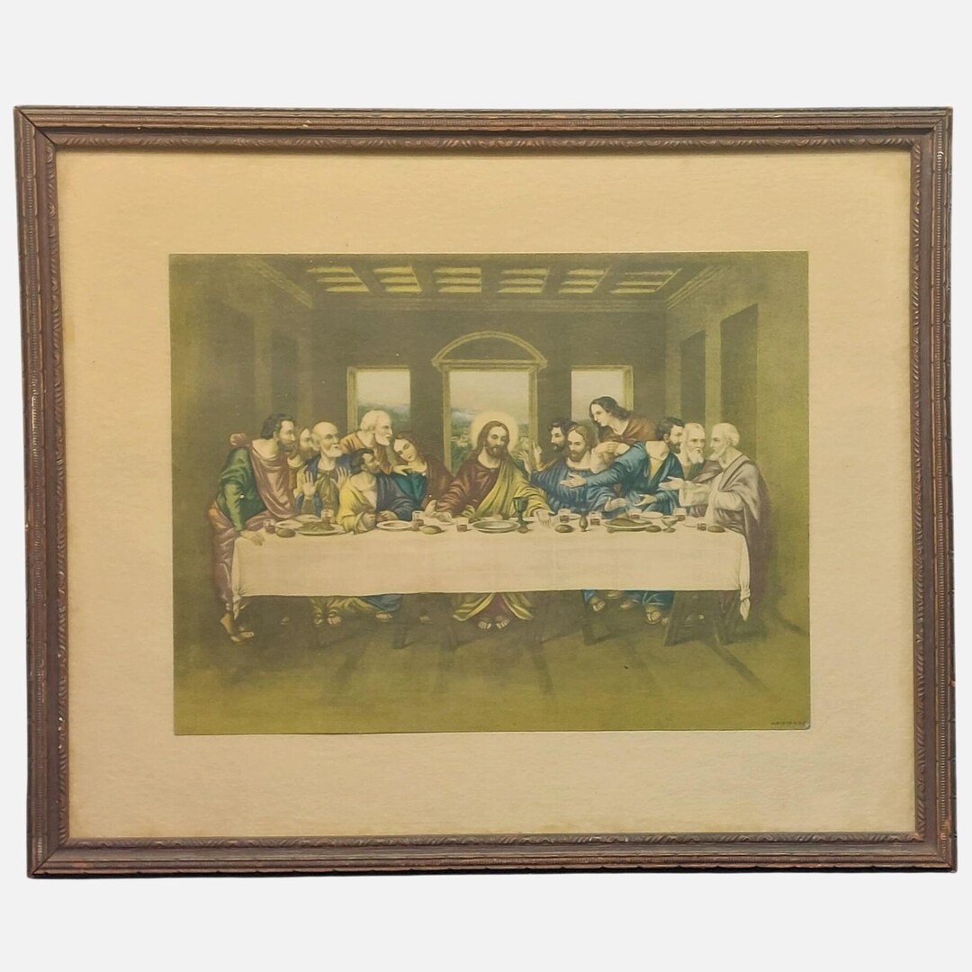 Vintage the Last Supper Framed Print 11.5x9.5 Mid Century Religious ...