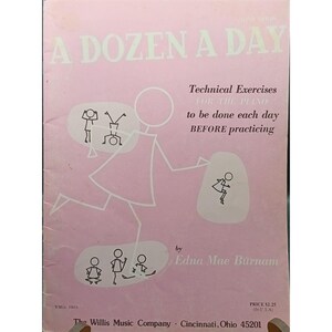 Un minilibro de doce ejercicios al día de Edna Mae Burnam: ejercicios técnicos para la práctica del piano.