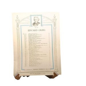 Vintage Edvard Grieg Piano Music Sheet Album Leaf Op 12 No 7 by Theodore Presser Co.